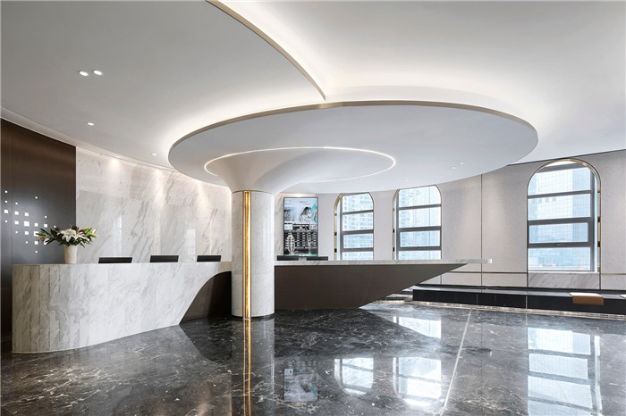 酒店接待臺設計-以山與海為主題的酒店大堂公區(qū)&餐廳改造設計方案