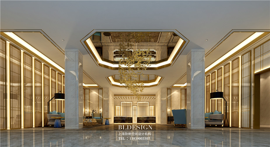 在水一方洗浴酒店接待大廳設(shè)計方案效果圖