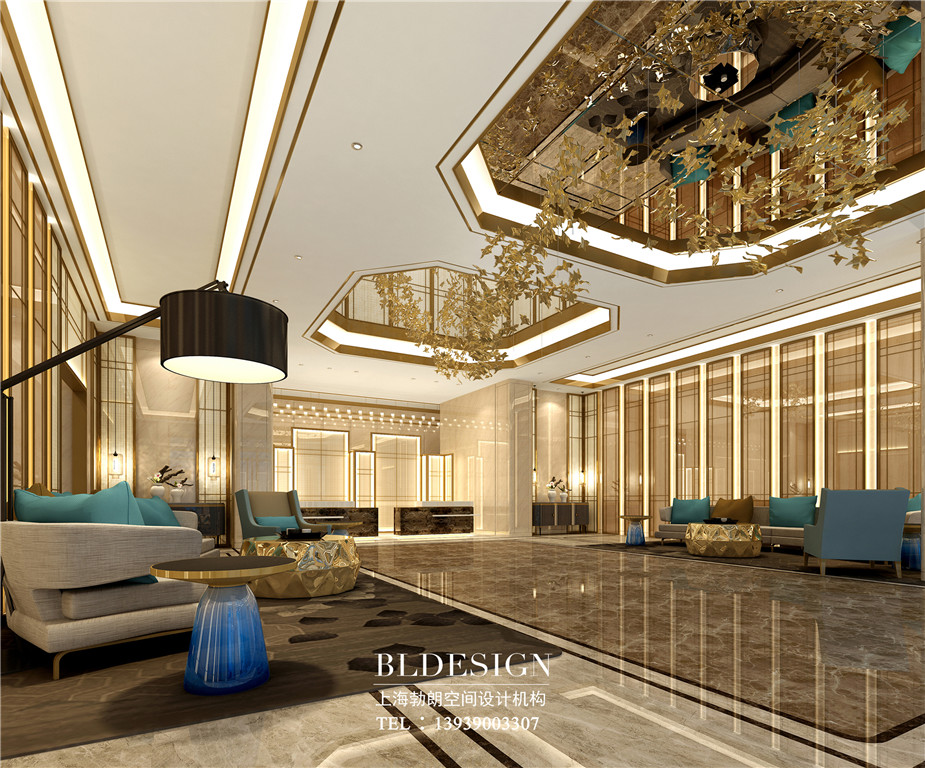 在水一方洗浴酒店接待大廳設(shè)計方案效果圖