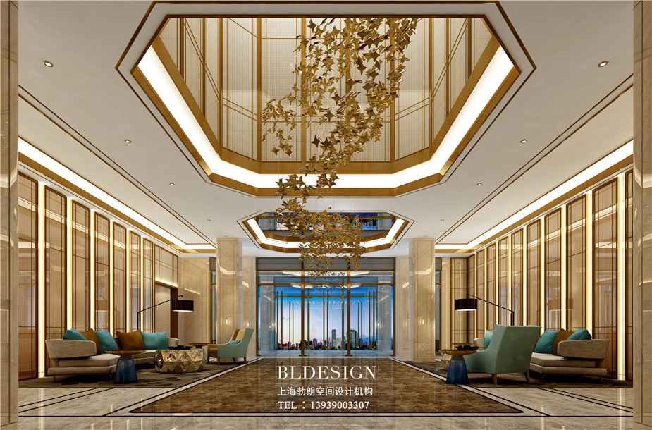 在水一方洗浴酒店大堂設(shè)計方案效果圖