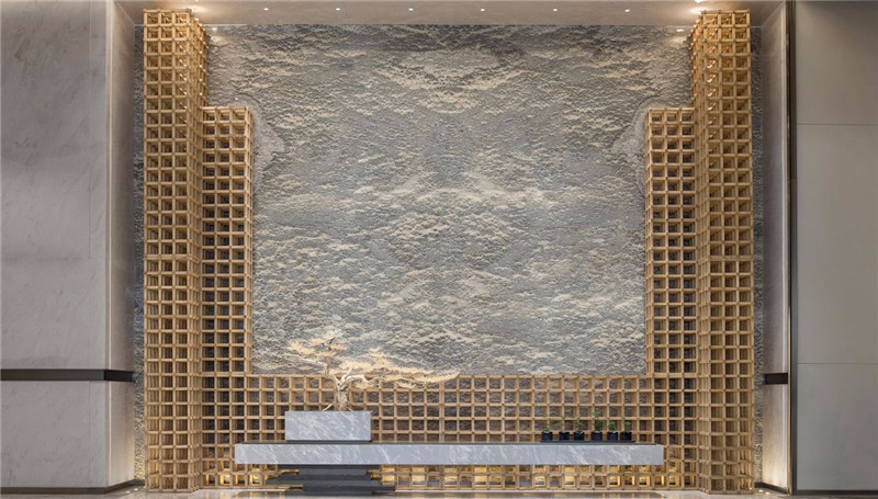 大廳背景墻設(shè)計-三亞現(xiàn)代中式洛克港灣五星級度假酒店設(shè)計案例