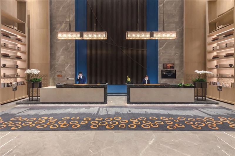 接待臺設計-現(xiàn)代新中式岳陽鉑爾曼五星級酒店設計賞析