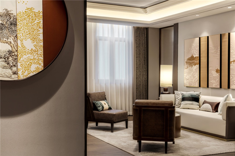 套房客廳設計-濰坊桂水逸扉新中式五星級酒店設計案例 套房客廳設計-濰坊桂水逸扉新中式五星級酒店設計案例